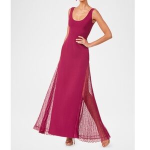 Helsi Wine Melanie Sleeveless Lace Inset Gown